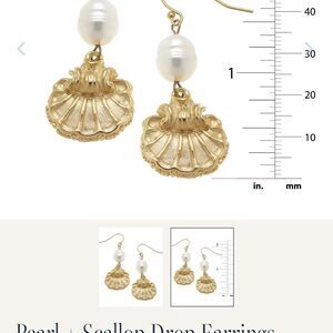 Susan ShawElegant Gold and Pearl Scallop Earrings